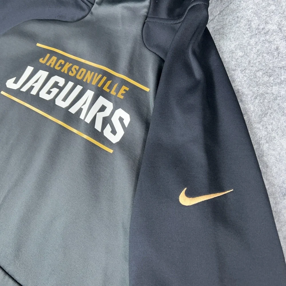 Jacksonville Jaguars Hoodie Mens Medium Gray Nike Therma Fit On Field Sweatshirt